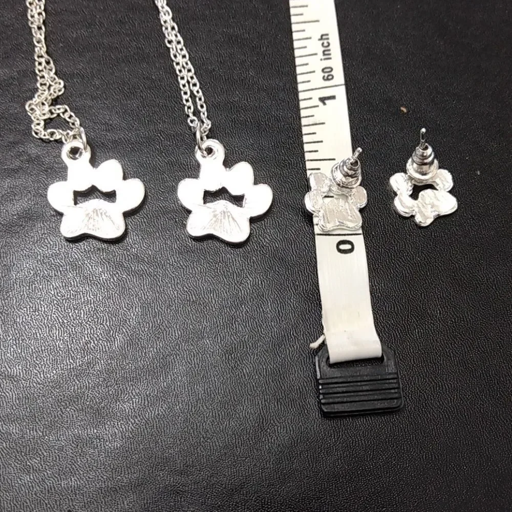 Paw print necklace earrings and bracelet matching set